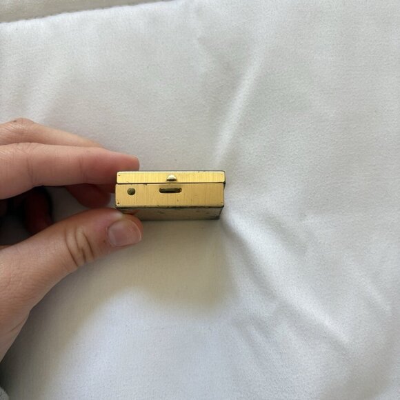 Vintage Satin Girl Portrait Pill Trinket Tooth Box Cameo Metal Gold Blue - Picture 2 of 9